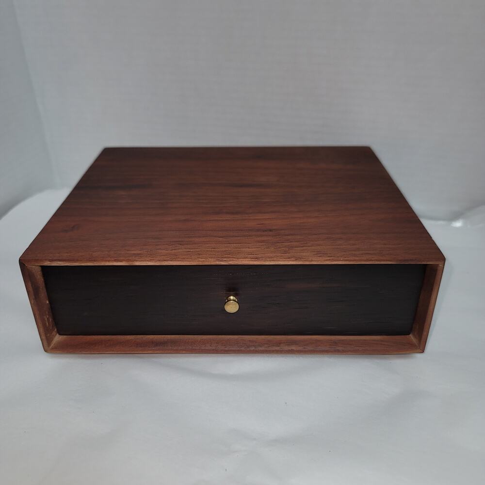 Walnut handmade Valet box brass hardware jewelry keys  change stash Vanity